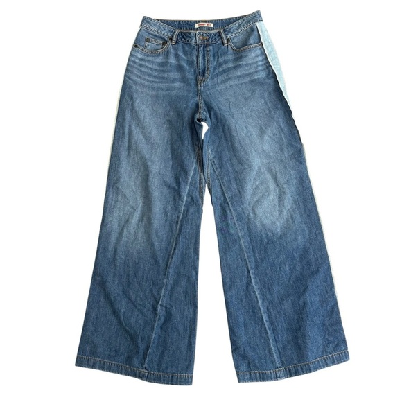Johnny Was Blanket Stitch Wide Leg Jeans Relaxed Fit Denim Blue Size 28 - Picture 8 of 9